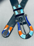 One Of The Best Vintage Native American Turquoise Sterling Silver Inlay Belt-Nativo Arts