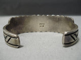 Thick Heavy Vintage Native American Navajo Angie Miller Turquoise Sterling Silver Bracelet-Nativo Arts