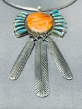 Native American Rare Santo Domingo Vintage Turquoise Shell Sterling Silver Necklace-Nativo Arts