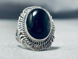 Fabulous Betty Smith Native American Navajo Black Onyx Sterling Silver Ring-Nativo Arts
