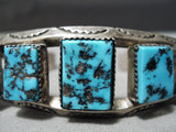 Incredible Vintage Native American Navajo Graduating Turquoise Sterling Silver Bracelet Old-Nativo Arts