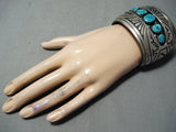 Best Vintage Native American Navajo Howie Begay Turquoise Sterling Silver Geomtric Bracelet-Nativo Arts