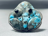 Important Ben Begaye Native American Navajo Spiderweb Turquoise Sterling Silver Frog Ring-Nativo Arts