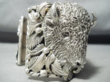 300 Gram Monster Native American #8 Turquoise Sterling Silver Buffalo Bracelet-Nativo Arts