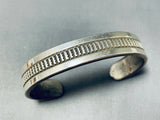 Superb Vintage Native American Navajo Signed Sterling Silver Heavy Bracelet-Nativo Arts