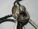 Rare Handmade Cowboy Hat Vintage Navajo Sterling Silver Native American Bolo Tie-Nativo Arts