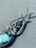 Unique Vintage Native American Navajo Royston Turquoise Sterling Silver Bug Pin-Nativo Arts