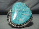 One Of The Biggest Craziest Vintage Native American Navajo Turquoise Sterling Silver Bracelet-Nativo Arts