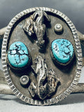 Cougar Slag Vintage Native American Navajo Turquoise Sterling Silver Bracelet Cuff Old-Nativo Arts