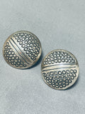 Orville Tsinnie Authentic Vintage Native American Navajo Sterling Silver Earrings-Nativo Arts
