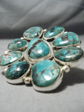 One Of The Biggest Native American Navajo Smokey Bisbee Turquoise Sterling Silver Ring-Nativo Arts