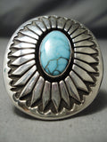 Colossal Vintage Native American Navajo Carico Lake Turquoise Sterling Silver Ring-Nativo Arts