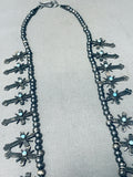 Important Federico Jimenez Vintage Sterling Silver Cross Turquoise Necklace-Nativo Arts