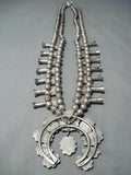 Best Vintage #8 Turquoise Native American Navajo Sterling Silver Squash Blossom Necklace Old-Nativo Arts