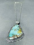 Stunning Native American Navajo Royston Turquoise Sterling Silver Necklace Signed-Nativo Arts