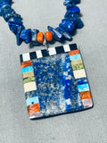 Native American Complex Vintage Santom Domingo Lapis Inlay Sterling Silver Necklace-Nativo Arts