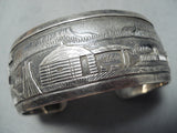 Wonderful Vintage Native American Navajo Sterling Silver Storyteller Bracelet Old-Nativo Arts