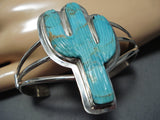 Whimsical Native American Navajo Turquoise Sterling Silver Cactus Bracelet-Nativo Arts