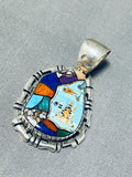 Dynamic Native American Navajo Turquoise Sterling Silver Pendant Signed-Nativo Arts