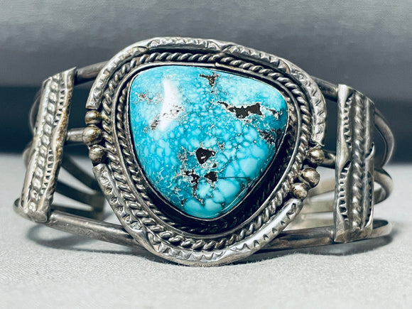 One Of The Finest Vintage Native American Navajo Nevada Turquoise Sterling Silver Bracelet-Nativo Arts