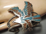 Detailed!! Vintage Native American Navajo Will Singer Eagle Turquoise Sterling Silver Bracelet-Nativo Arts