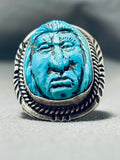 Native American One Of The Most Detailed Ever Vintage Turquoise Sterling Silver Ring-Nativo Arts