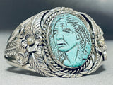 Native American One Of The Most Intricate Ever Hand Carved Turquoise Sterling Silver Bracelet-Nativo Arts