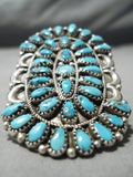 One Of The Biggest Vintage Native American Navajo Teardrop Turquoise Sterling Silver Ring-Nativo Arts