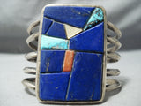 Important Vintage Native American Navajo Olivia Whitethorne Lapis Sterling Silver Bracelet-Nativo Arts