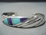 Important Vintage Native American Navajo Ray Tracey Turquoise Sterling Silver Bracelet-Nativo Arts