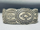 Detailed Concho Vintage Native American Navajo Sterling Silver Stamped Bracelet-Nativo Arts