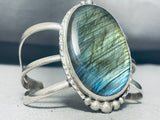 One Of The Best Vintage Native American Labradorite Sterling Silver Bracelet-Nativo Arts