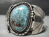 Important Vintage Native American Navajo Lone Mountain Turquoise Sterling Silver Bracelet Old-Nativo Arts