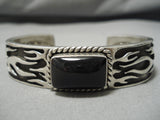 Magnificent John Begay Vintage Native American Navajo Onyx Sterling Silver Bracelet Cuff-Nativo Arts