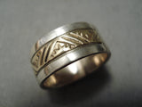 Fantastic Vintage Navajo Sterling Silver & 14k Gold Ring Old Native American-Nativo Arts
