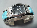 Rare!! Vintage Native American Navajo Sleeping Beauty Turquoise Sterling Silver Watch Bracelet-Nativo Arts