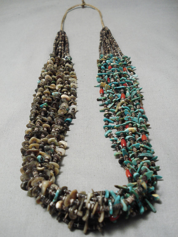 Important Navajo Turquoise Heishi Shell Native American Necklace-Nativo Arts