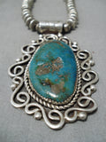 Stunning Vintage Navajo Turquoise Kwy Sterling Silver Native American Necklace-Nativo Arts