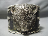 So Heavy Huge Native American Navajo Buffalo Sterling Silver Bracelet-Nativo Arts