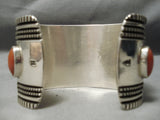 Important Whirling Logs Sterling Silver Native American Navajo Coral Bracelet-Nativo Arts