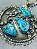 Magnificent Vintage Native American Hopi Morenci Turquoise Sterling Silver Pendant-Nativo Arts