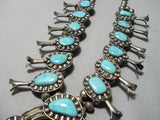 Heavy Vintage Native American Navajo Turquoise Sterling Silver Squash Blossom Necklace-Nativo Arts