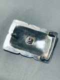 Magnificent Vintage Native American Navajo Kingman Turquoise Sterling Silver Large Buckle-Nativo Arts