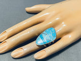 Sky Blue Intricate San Felipe Turquoise Sterling Silver Inlay Ring-Nativo Arts