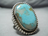 Enormous Earth Blue Turquoise Vintage Native American Navajo Sterling Silver Ring-Nativo Arts