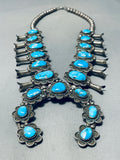 Rare Turquoise Vintage Native American Navajo Sterling Silver Squash Blossom Necklace-Nativo Arts