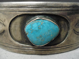 Incredible Vintage Native American Navajo Carico Lake Turquoise Sterling Silver Bracelet Old-Nativo Arts