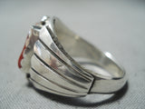 Remarkable Navajo Native American Coral Sterling Silver Ring-Nativo Arts