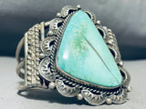 Scar Matrix Vintage Native American Navajo Light Green Turquoise Sterling Silver Bracelet-Nativo Arts