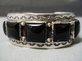 Best Vintage Native American Navajo Squared Onyx Sterling Silver Bracelet Cuff-Nativo Arts